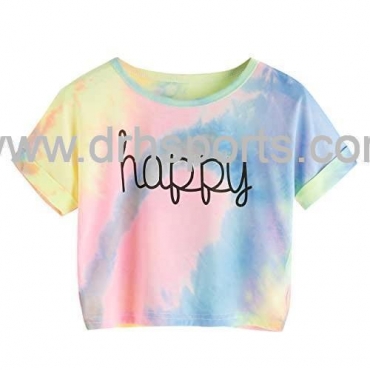 Casual Short Sleeve Tie Dye Crop Tops Manufacturers in Moscow